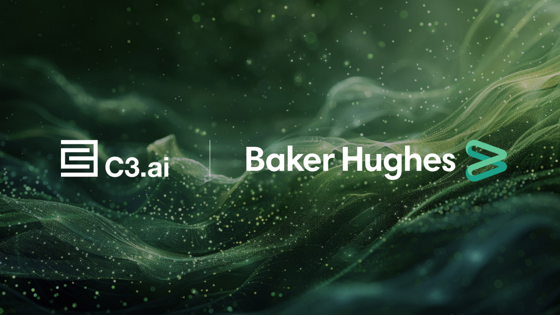 Energy tech graphic featuring C3 AI and Baker Hughes partnership logos