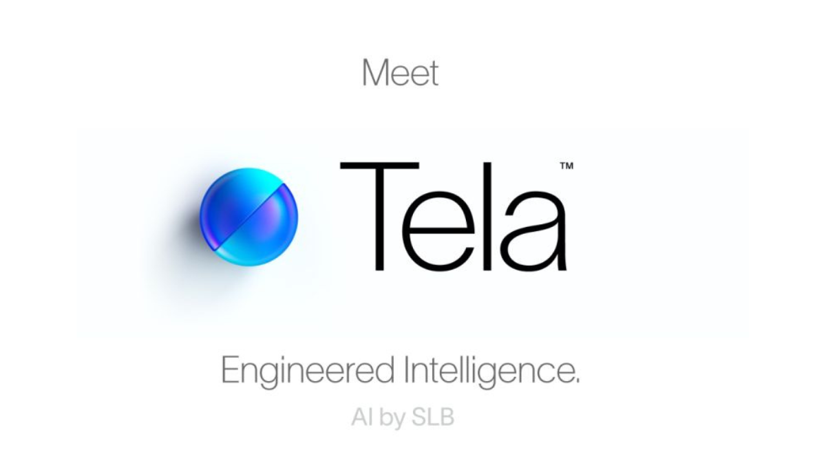 SLB Tela AI branding displayed on a clean white background for digital oilfield tech