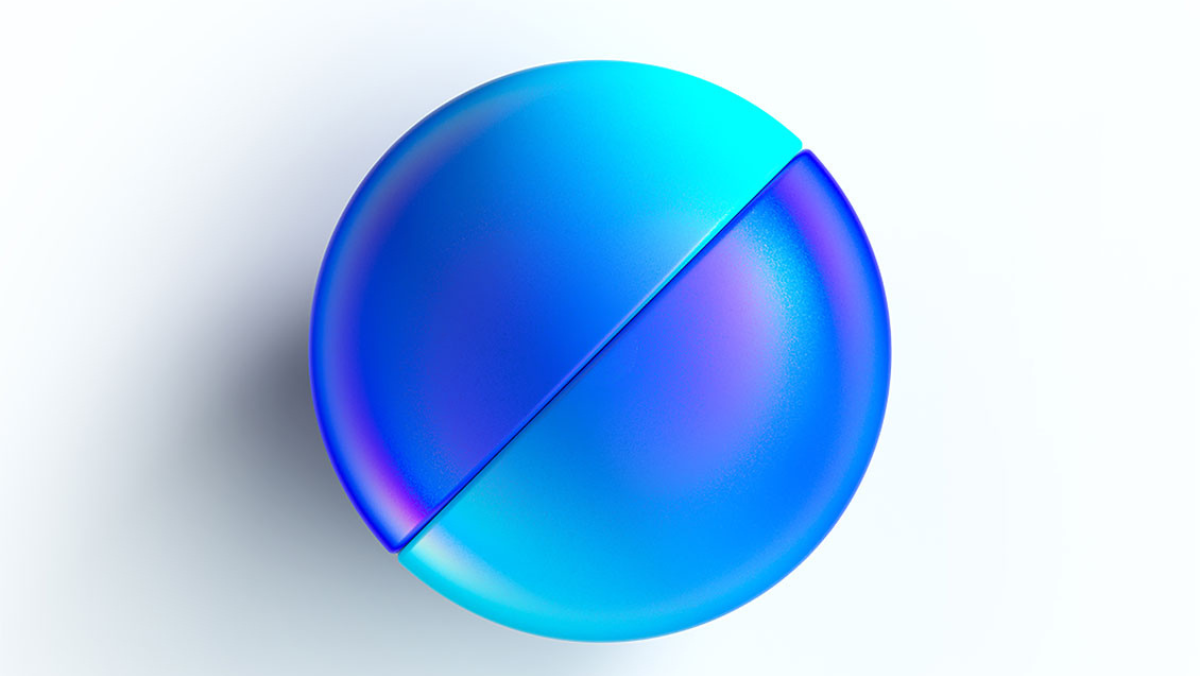 Abstract blue and cyan spherical graphic representing advanced AI and digital energy technologies.