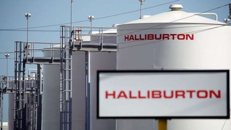 Halliburton storage tanks at oilfield services facility